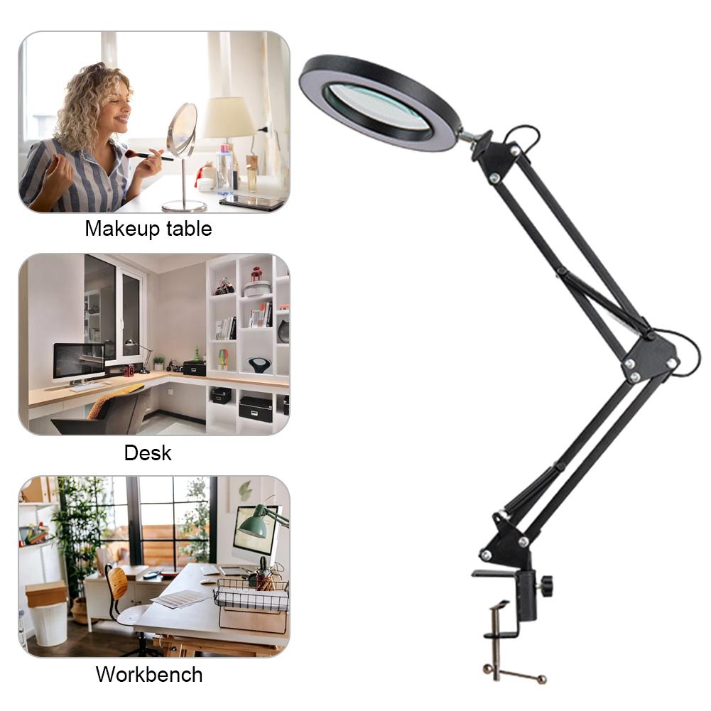 10X Flexible Desk Lamp LED Illuminated Magnifier 3 Colors LED Magnifying Glass Clamp-on Table Lamp Soldering Repair Works Light