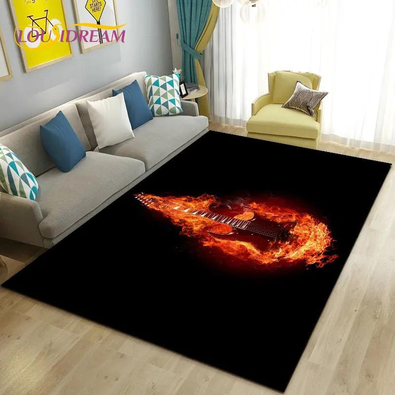 Classical Guitar Electric Guitar Area Rug Large,Carpet Rug for Living Room Bedroom Sofa Doormat Decoration, Non-slip Floor Mat