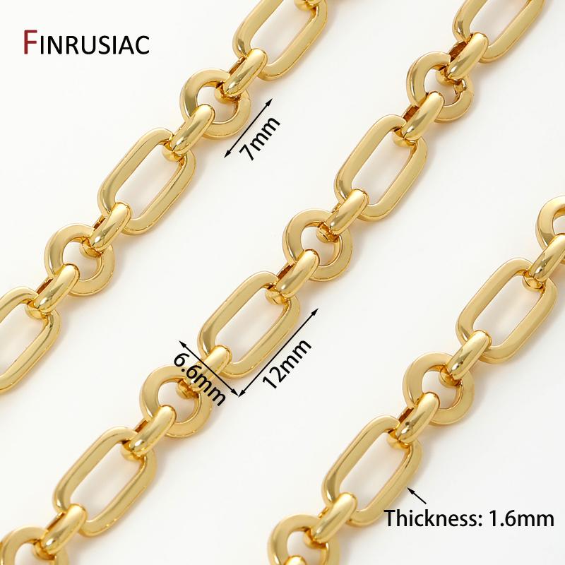 

18K Gold Plated Brass Thick Square Chain,6.6*12mm Heavy Cable Chain for DIY Jewelry Necklace Bracelet Making Findings 0.5 meter