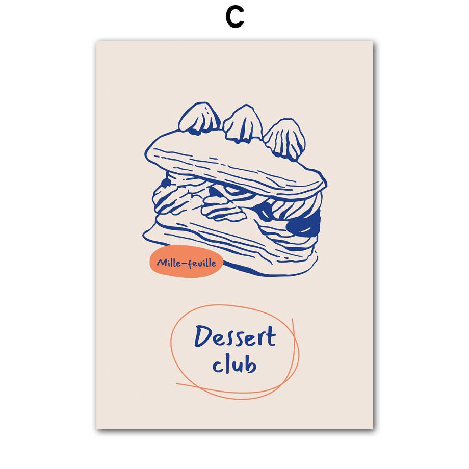 Vintage Cake Drink Coffee Dessert Food Cooking Posters and Prints Wall Art Canvas Printing Pictures for Kitchen Store Home Decor