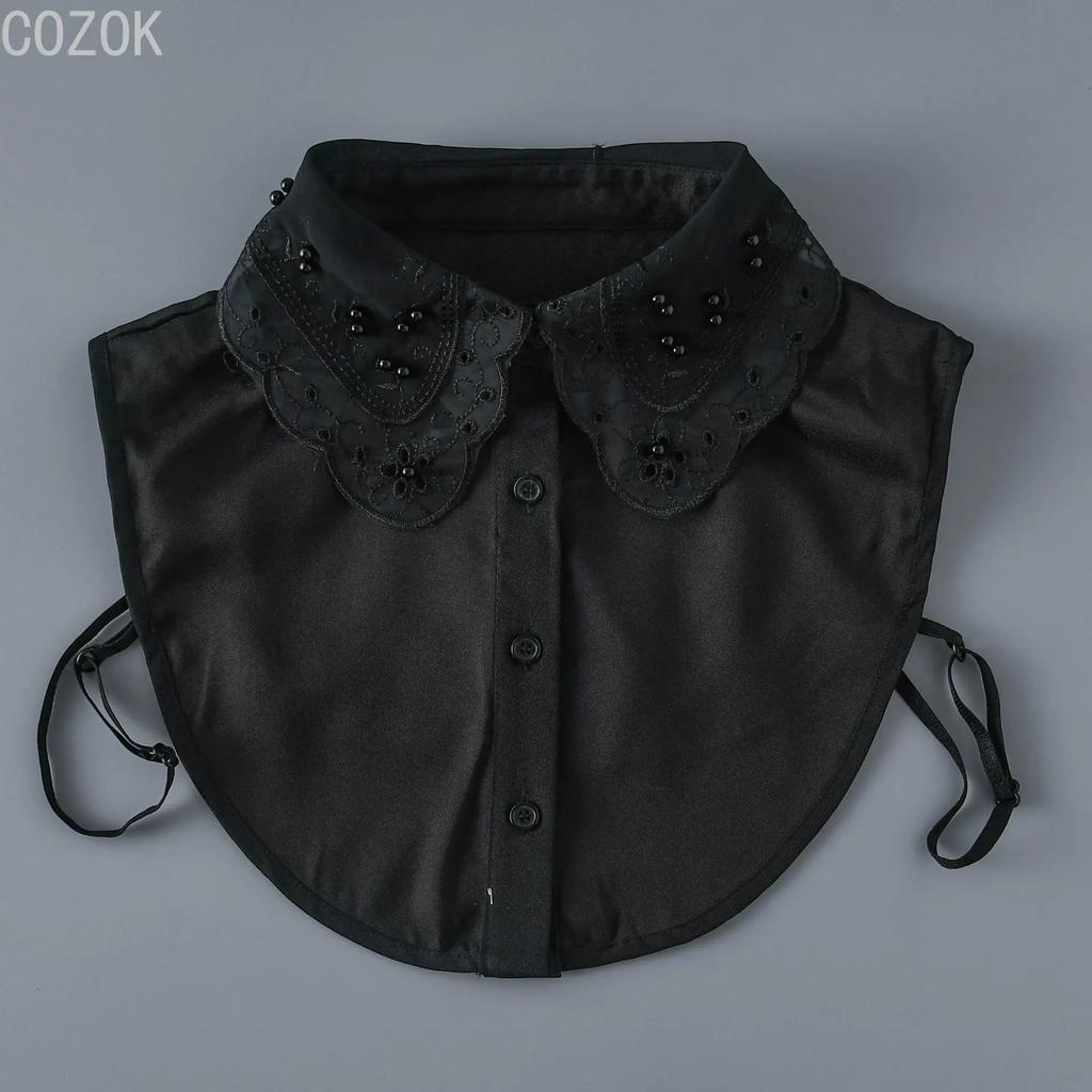 Fashion Women's Embroidery Shirt Fake Collar Removable Mujer Faux Cols White Sweater False Collar Lapel Shirt Blouse Detachable