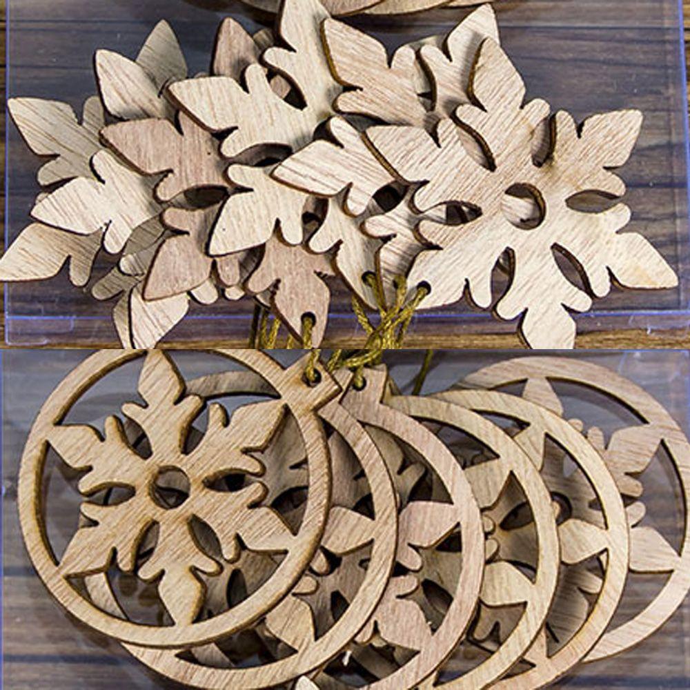 DIY Gifts Drop Pendant Christmas Tree Decoration Xmas Hanging Snowflake/Star/Angel Wooden Ornaments