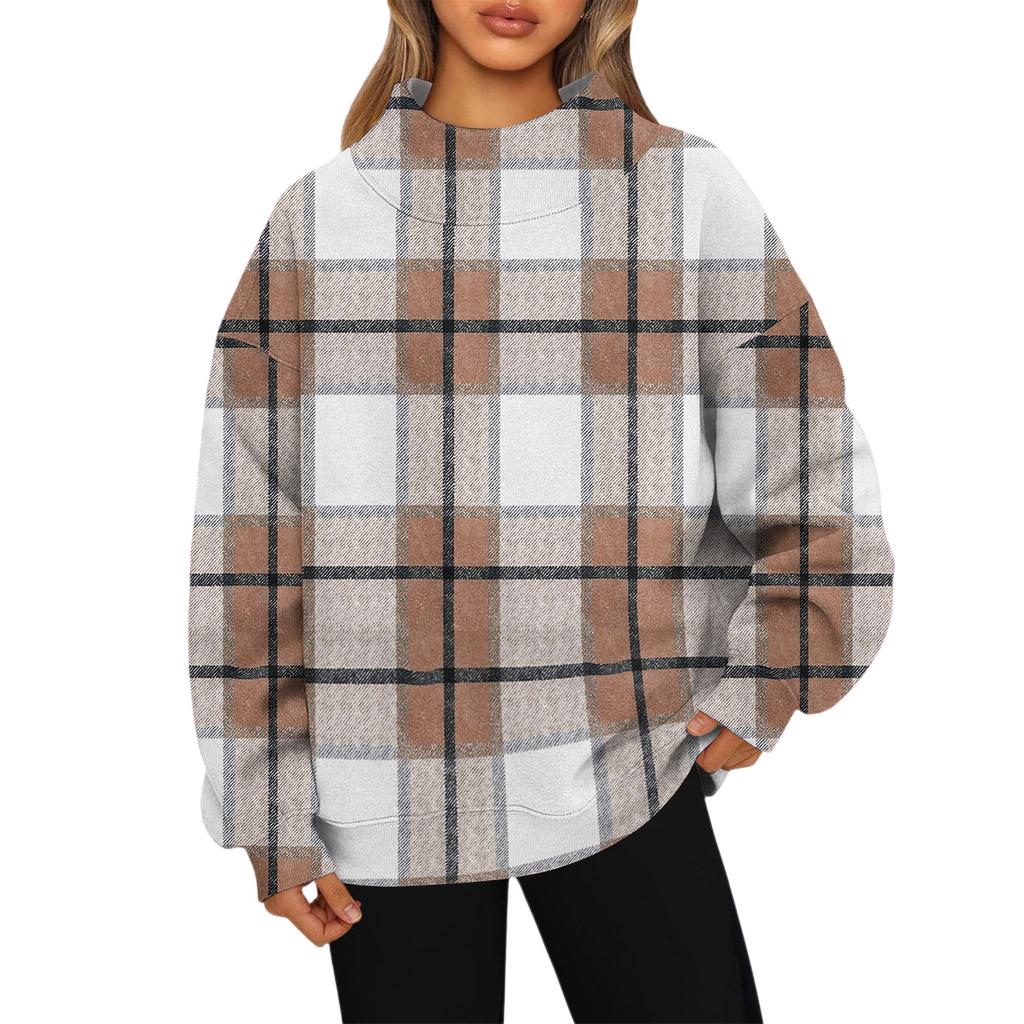 Women's Sweatshirt Sports Flannel  Sweatshirt Long Sleeve Top Casual V-Neck Sweatshirt