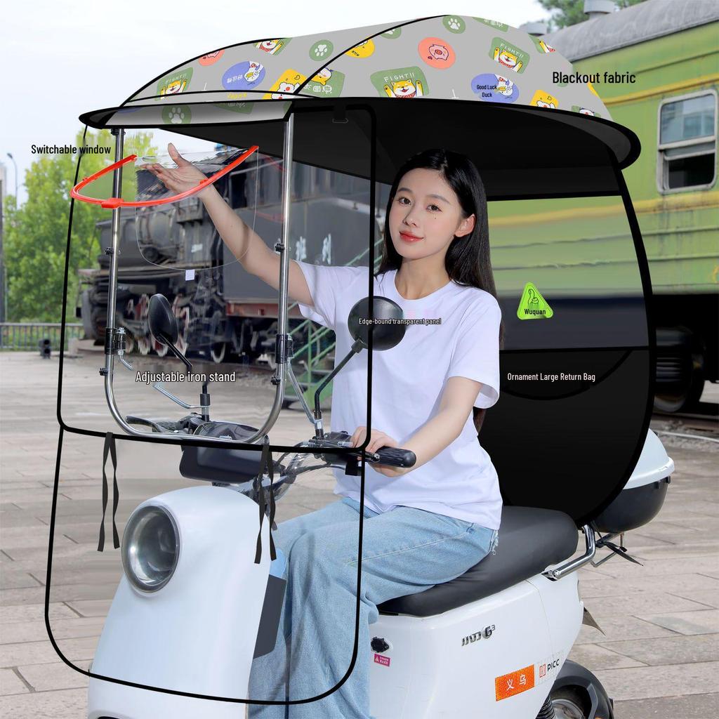 Förtjockat regntätt tak för elfordon, carport, motorcykel och trehjuling