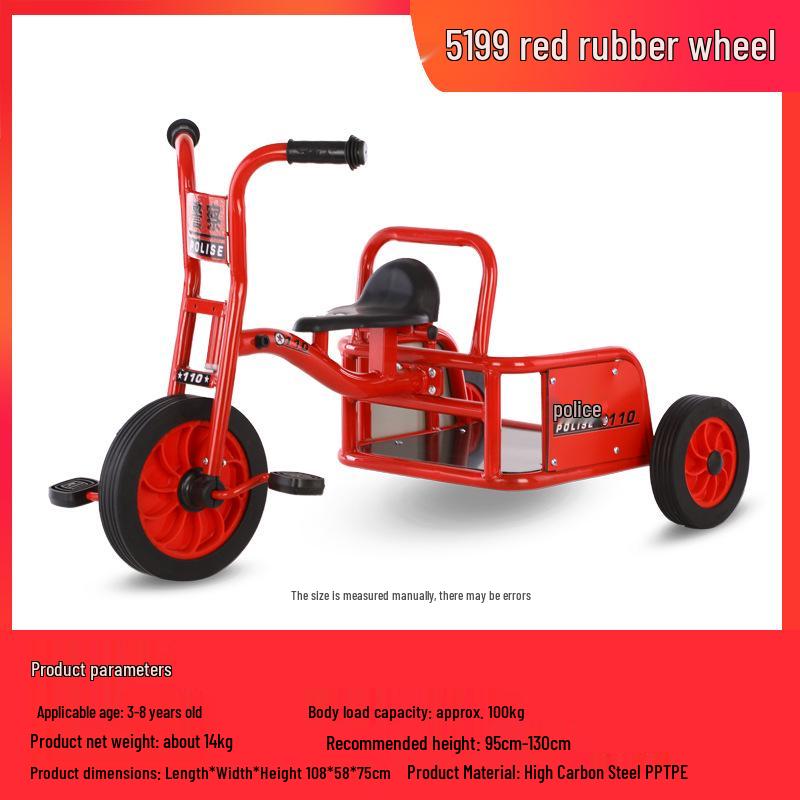 Children's Double Pedal Tricycle with Basket for Outdoor Play