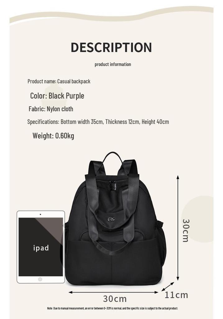 2026 Women's Nylon Backpack - Double Shoulder College & Travel Bag