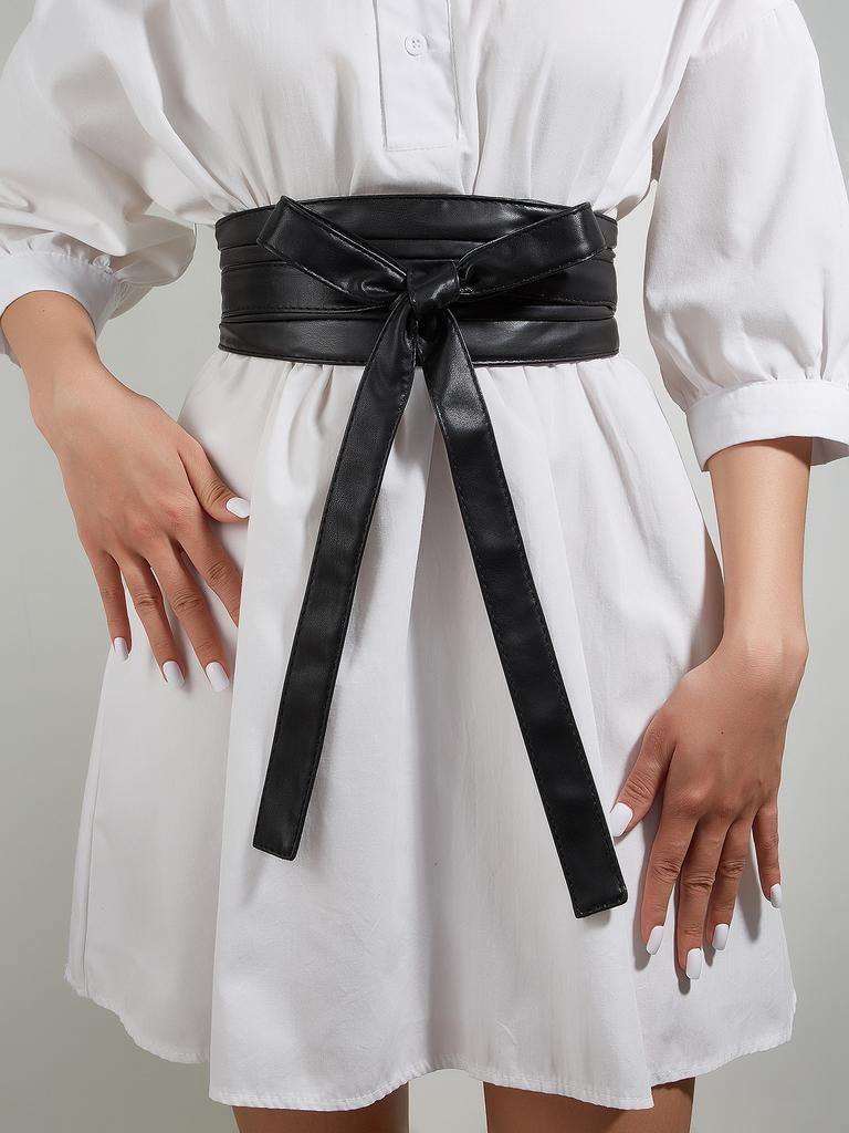 Wind Lady Knotted Wide Belt Retro Elastic Elastic Waist Seal Waist Decoration