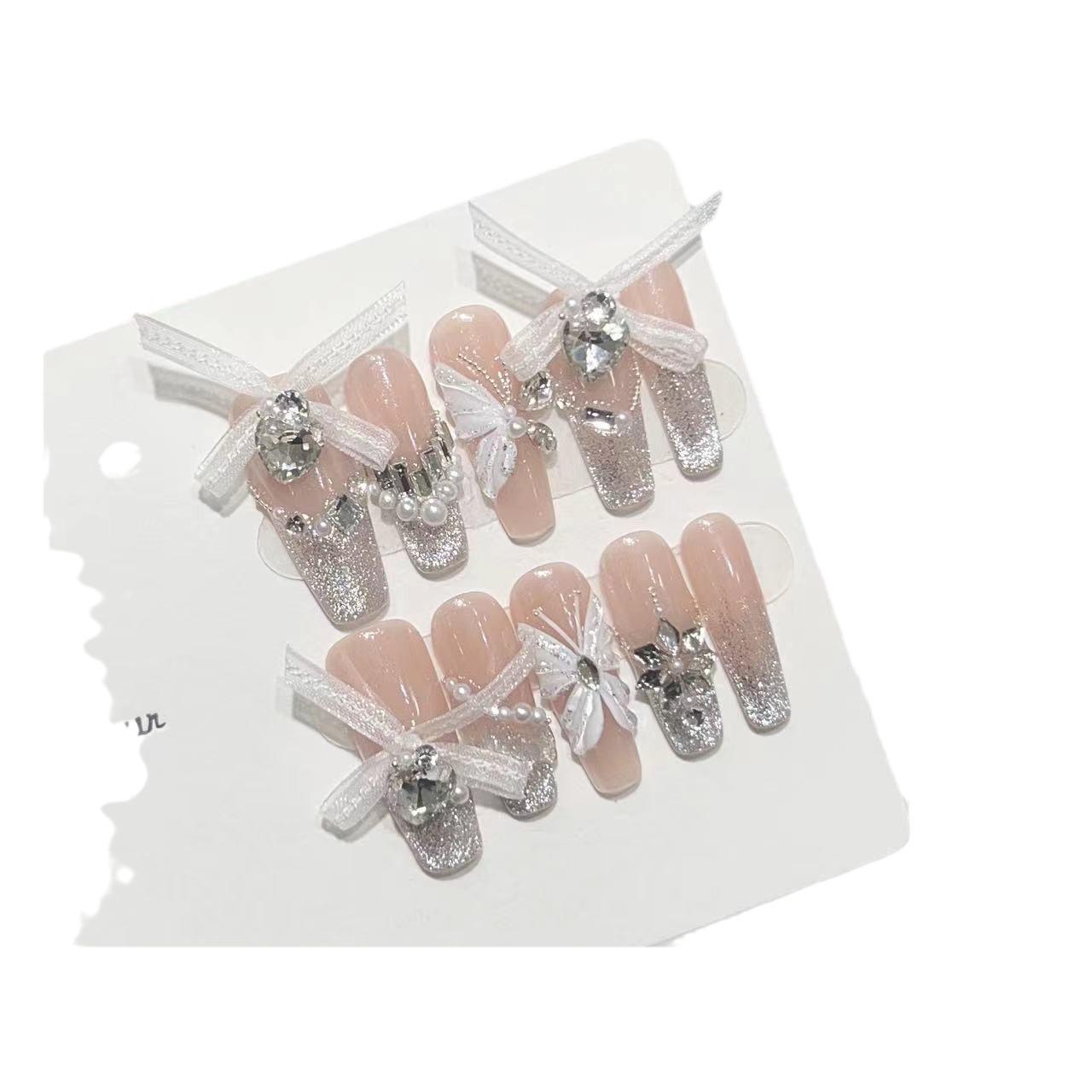 

Ношение брони Ручная работа Высококачественный нюдовый цвет Бабочка Глиттер для ногтей Пудра Французский Флэш Бриллиант Накладка для ногтей Нейл-арт Large L