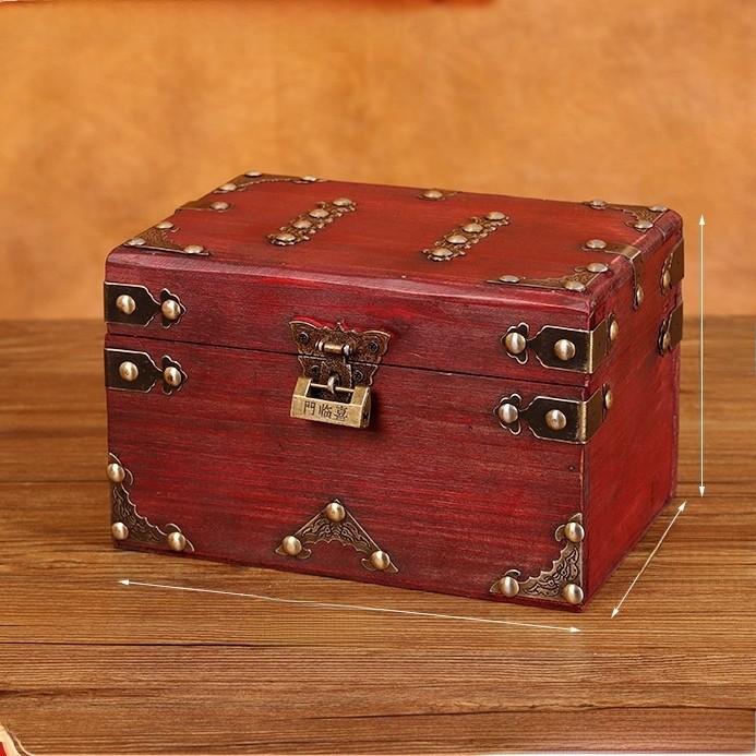 Organizer Wooden Vintage Box With Latch For Desktop Storage Decoration Gift