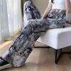 Casual High-Waist Ice Silk Ink Painting Tie-Dye Trousers