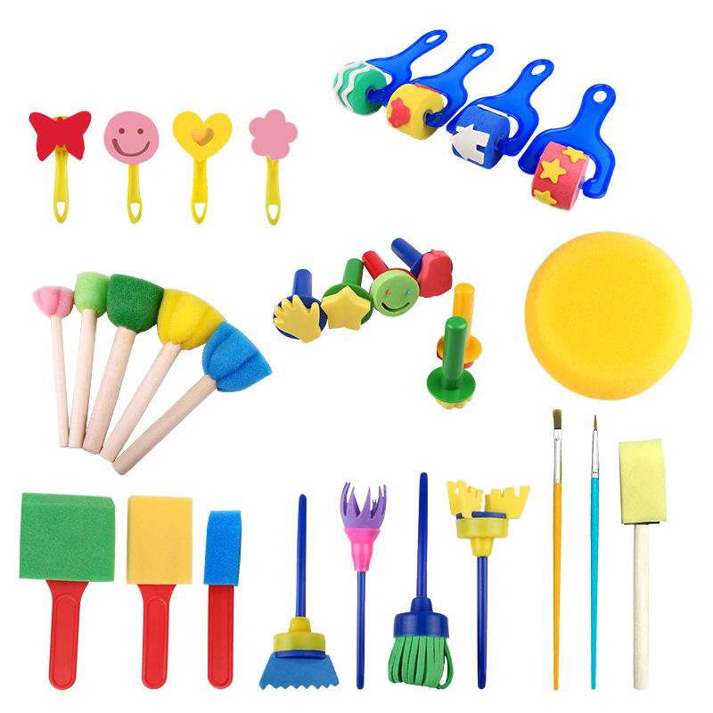 30-Piece Children's Art Sponge Stamp Set for DIY Early Education and Graffiti Painting