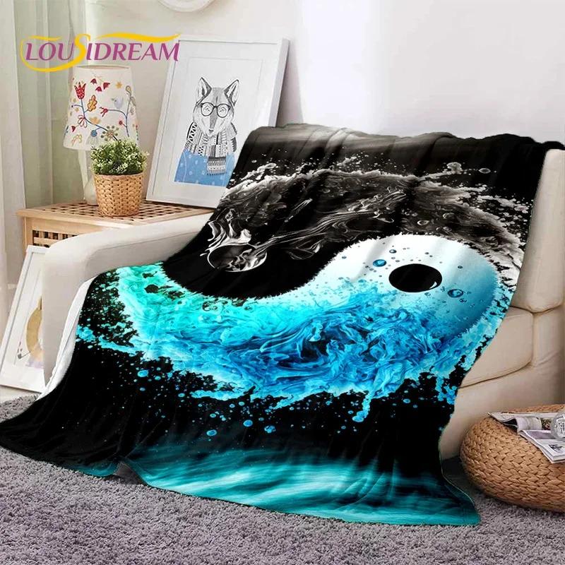 Natur Yin Yang Chinesische Tai Chi Bagua Weiche Flanelldecke für Betten Schlafzimmer Sofa Picknick, Überwurfdecke zum Zudecken Outdoor Nickerchen Geschenk