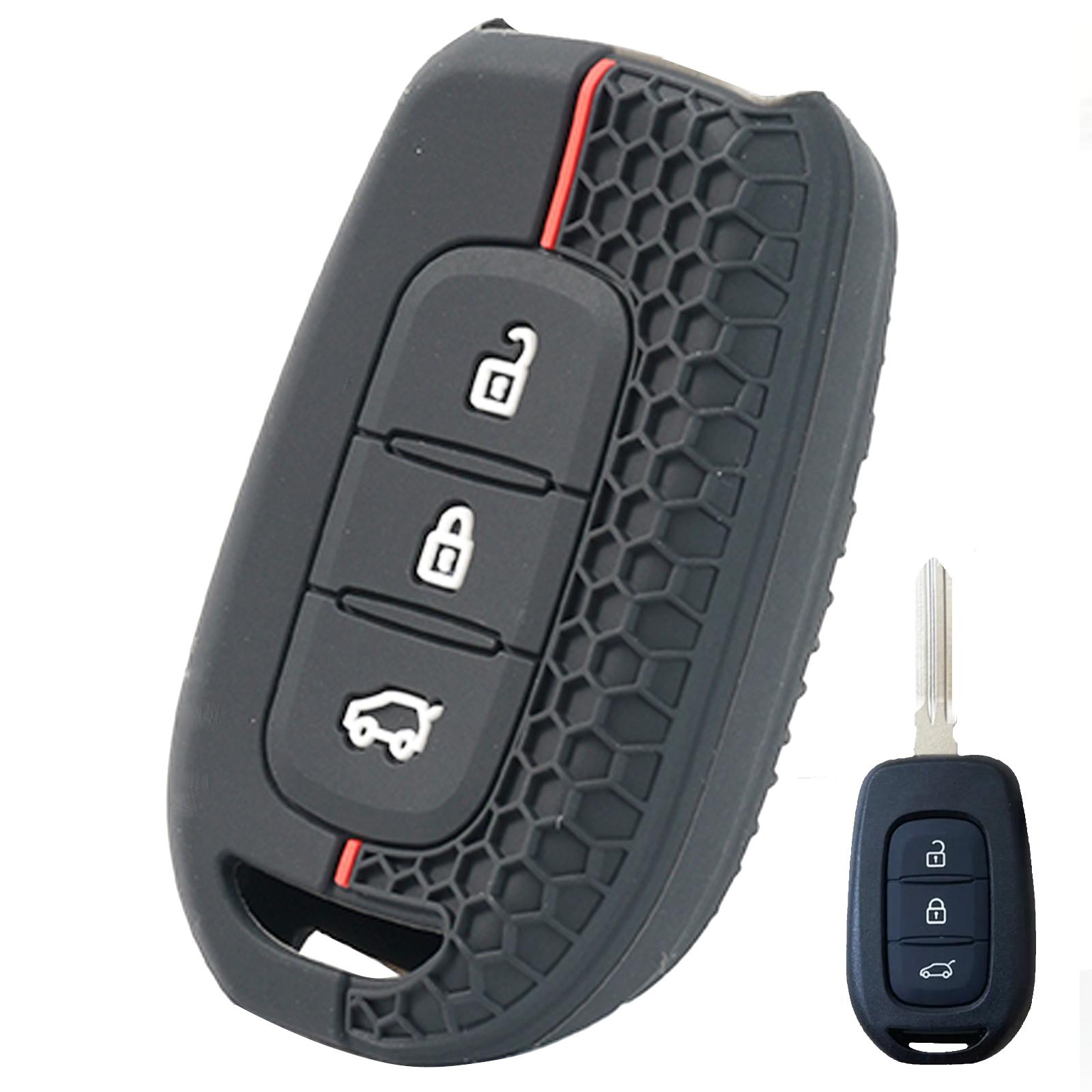 

Для Renault Captur Symbol Trafic Fluence Koleos 2016-2020 Megane 2017 Силиконовый 3-кнопочный чехол-накладка для автомобильного пульта ключа Держатель чёрный