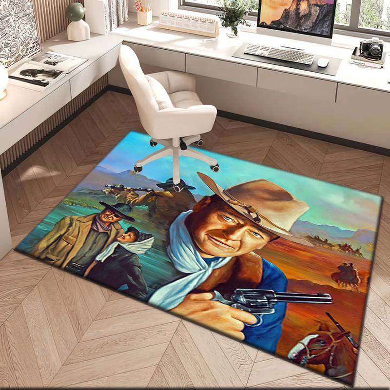 1pc John Wayne's Western Cowboy Trail Carpet Rug for Living Room Bedroom Home Sofa Decoration,Kids play Non-slip Floor Mat