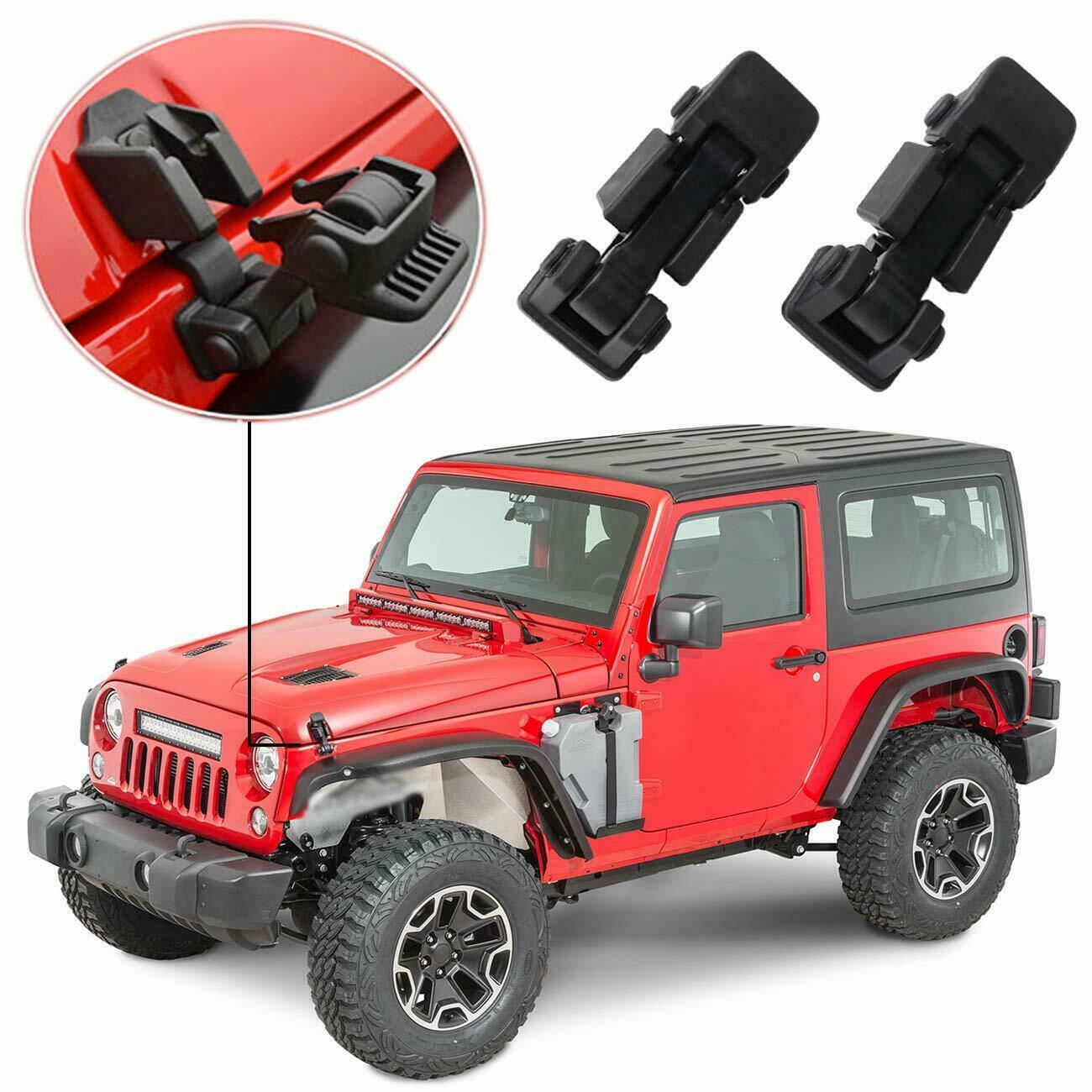 4X Hood Catch Lock Latch Buckle Brackets Black for Jeep Wrangler JK JKU 2007-17