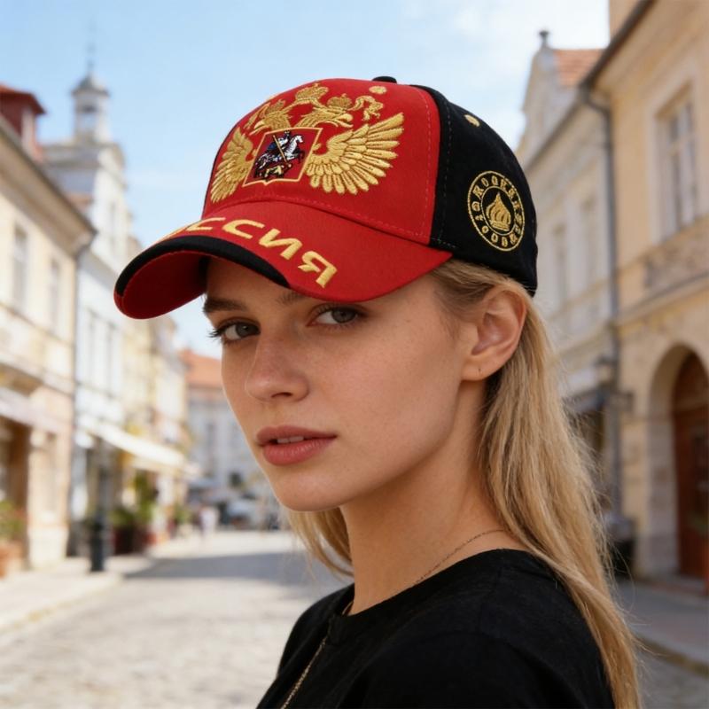 Russian Style Baseball Cap Cotton Adjustable Size 56cm to 60cm With Embroidery For Men Women Kids