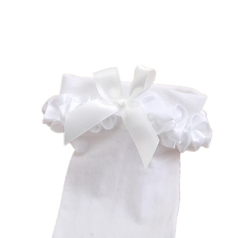 Spring/Summer Japanese Lace Bow Over Knee Stockings Women's Lolita College Knee Calf White Stockings