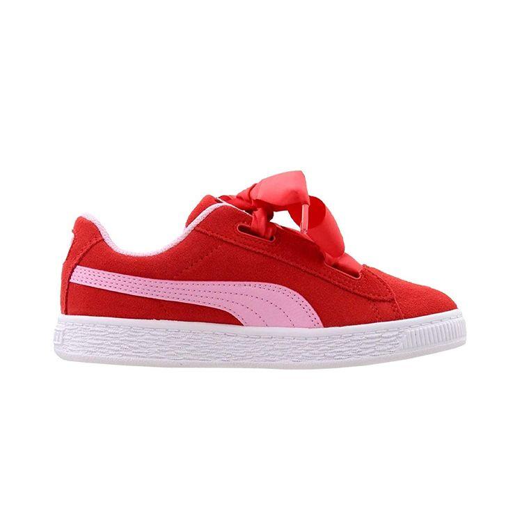 Puma Suede Heart Radicals Balance Lightweight Low-Top Skate Shoes Kids Sneakers Red 368948-01