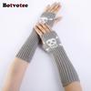 Botvotee Skull Sleeves for Women Y2k Accessories Arm Warmers Free Shipping Knitted Winter Warm Fingerless Gloves Cute Arm Guard