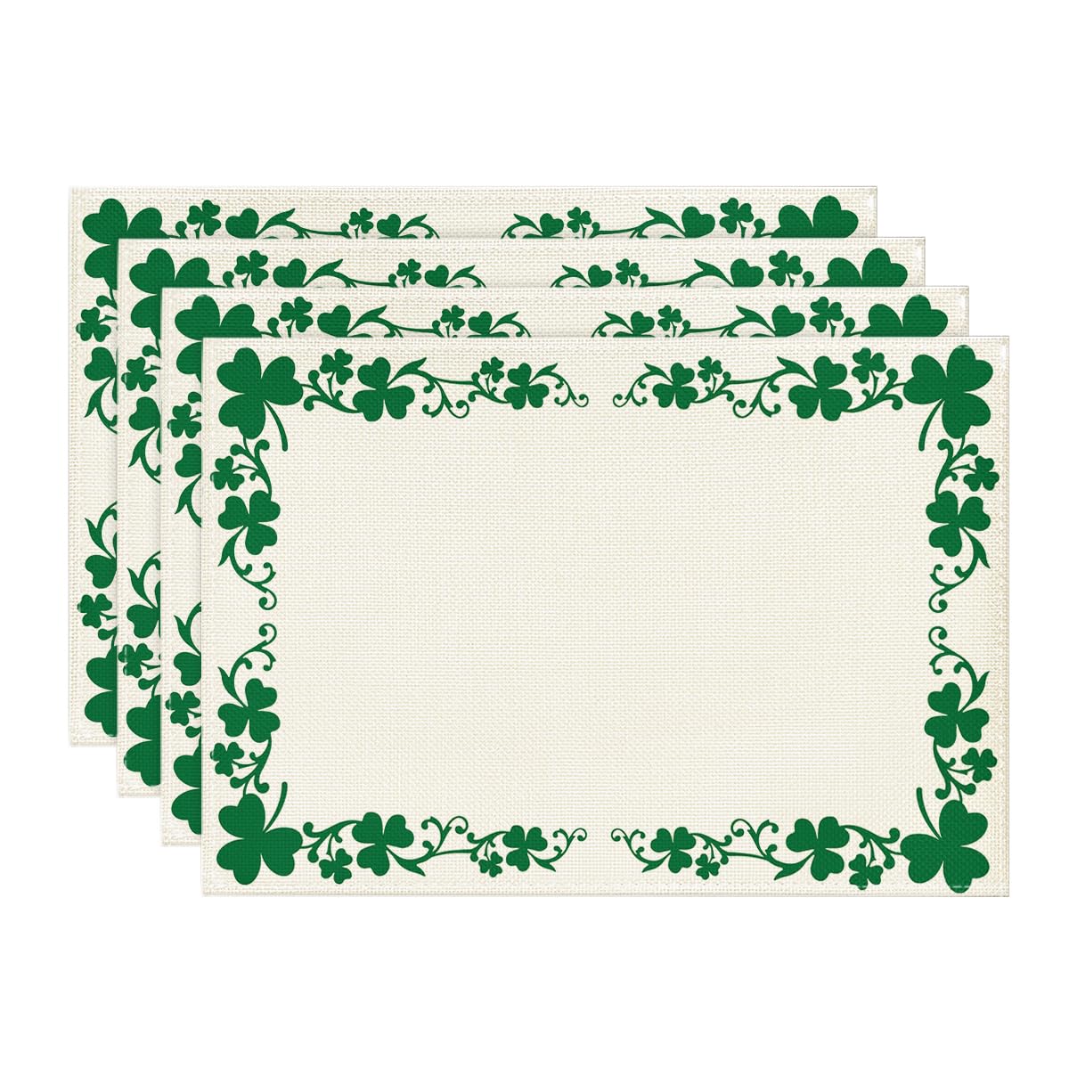 

Shamrocks Clover Pattern St. Patrick s Day Placemats Set of 4, 12x18 Inch Lucky Irish Spring Table Mats for Party Kitchen Dining Decoration 12 x 18 , Rectangular 4 Pcs