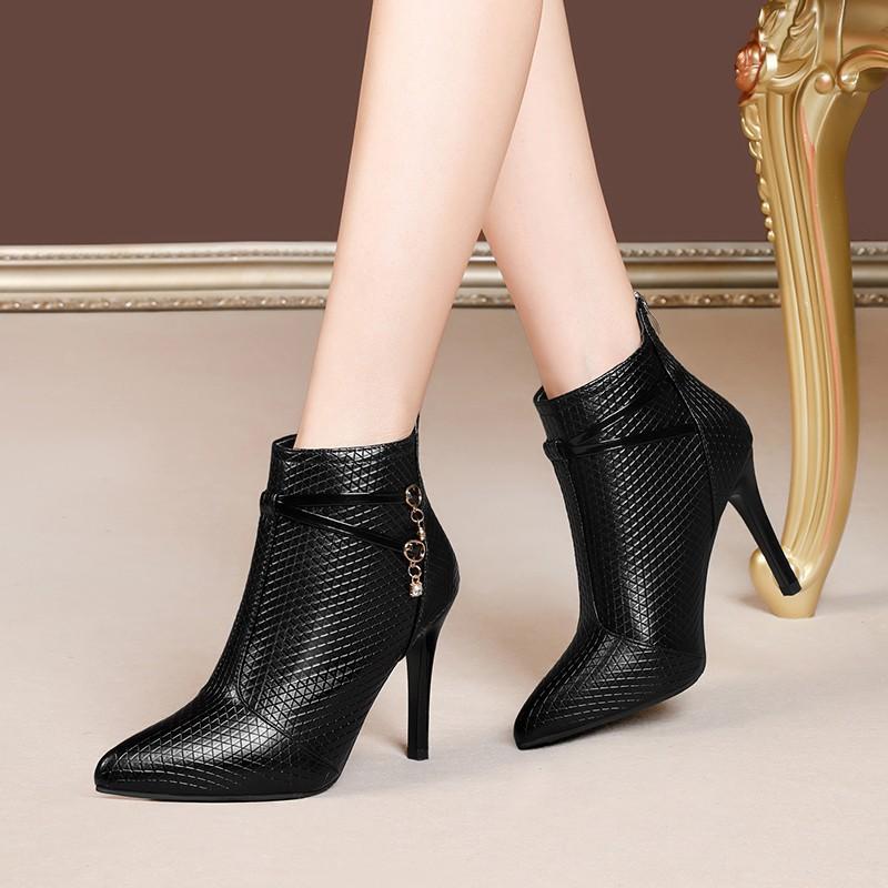 Women's Boots 2025 New Large Size High-heeled Fashion Boots Fashion Plus Cotton Warm Nude Boots Banquet Women's Shoes Short Boot