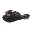 Flat-bottomed slippers women's 2025 summer new bag head mesh one-word drag bow cool slippers women