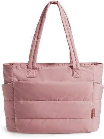 Large Quilted Cott Jacket Tote Bag, Lightweight, Spacious Handbag Shoulder Bags for Work, Travel & Yoga, Fitness, Daily Use