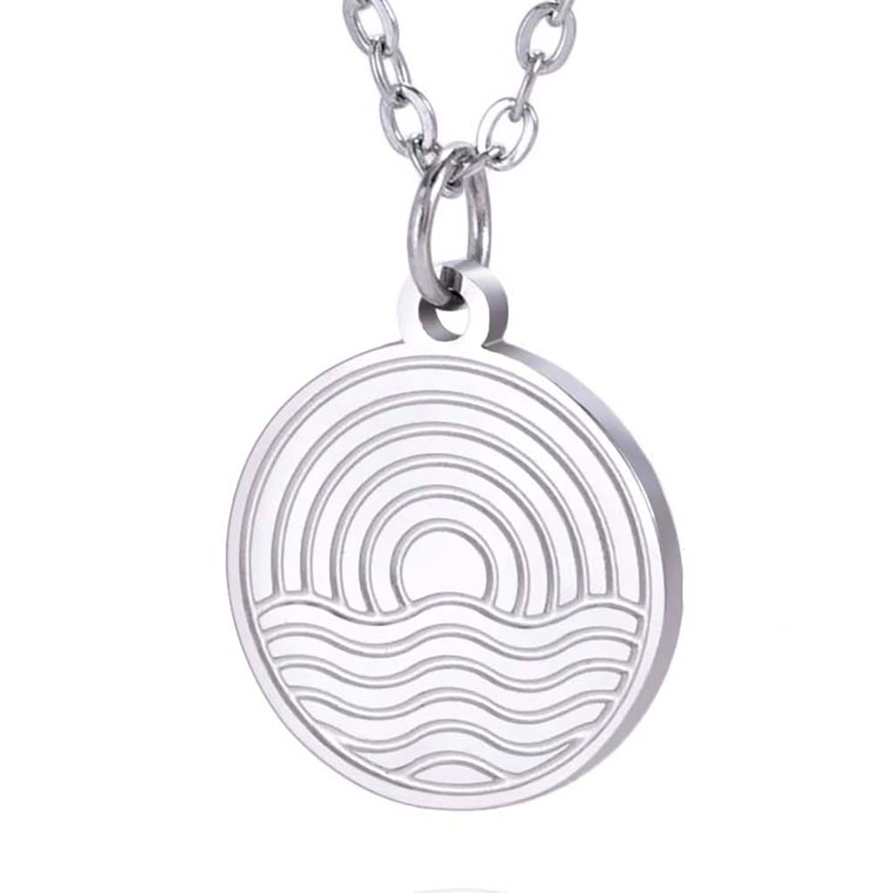 Round Coin Compass Pendant Necklace for Men Women Viking Star Butterfly Stainless Steel Choker Jewelry Hip Hop Accessories Gift