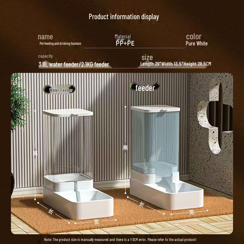 Automatic Pet Water and Food Dispenser - Cat & Dog Bowl and Tray Set