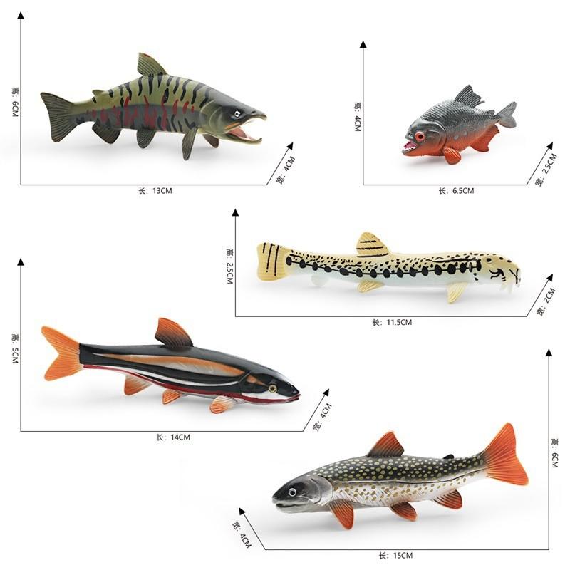Realistic Plastic Fish Model Set Featuring Colorful Red Spot Salmon Piranha And Yarrow Fish