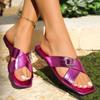Xia new large size women's flat cross sandals rhinestone buckle decorative style