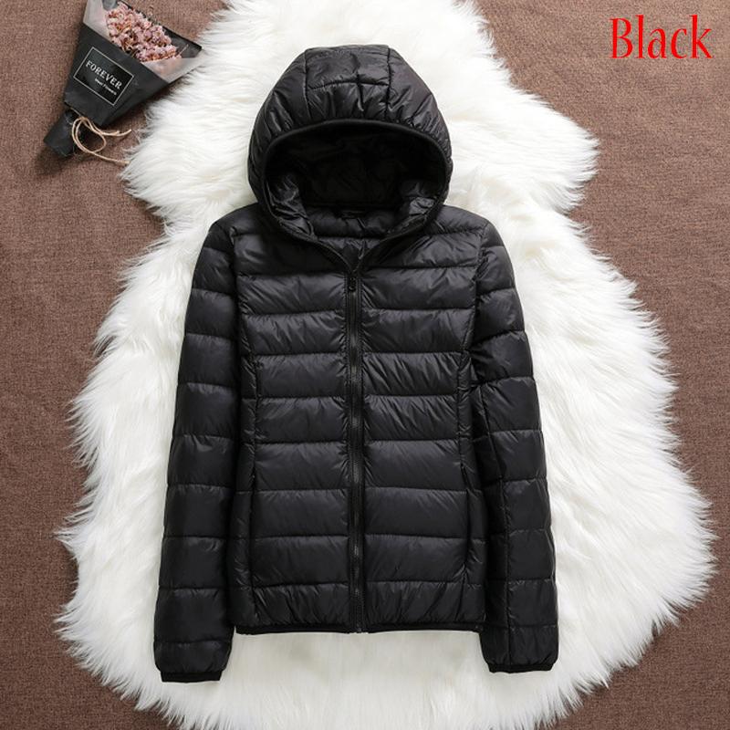 Warm Hooded Women Down Jacket Windproof Parka Coat White Duck Down Casual Autumn Winter