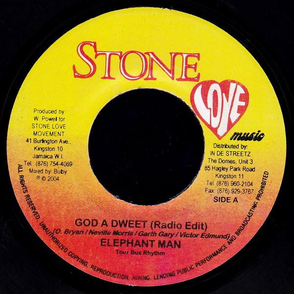 7inch Record ELEPHANT MAN - God A Dweet NONE Stone Love Musi 2004 Jamaica Reggae, Ska & Dub Used