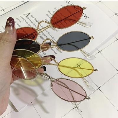 Metal Small Frame Sunglasses, Retro Oval Frame Sunglasses, Fashionable Marine Sunglasses 336
