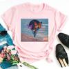 Cute Cartoon Flower Balloon Half Sleeve Base Bf Wind Round Neck Short Sleeve T-shirt Woman Harajuku  Oversized T Shirt