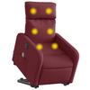 Electric Massage Recliner with Rising Function Burgundy Fabric