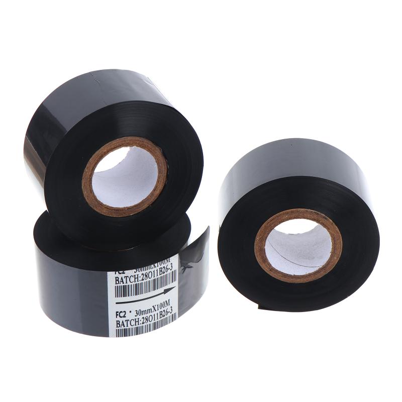 Fc2 30Mm*100M Black Thermal Printing Ribbon For Stamping Machine Printer Ink Heat Transfer Tape Production Date Printing