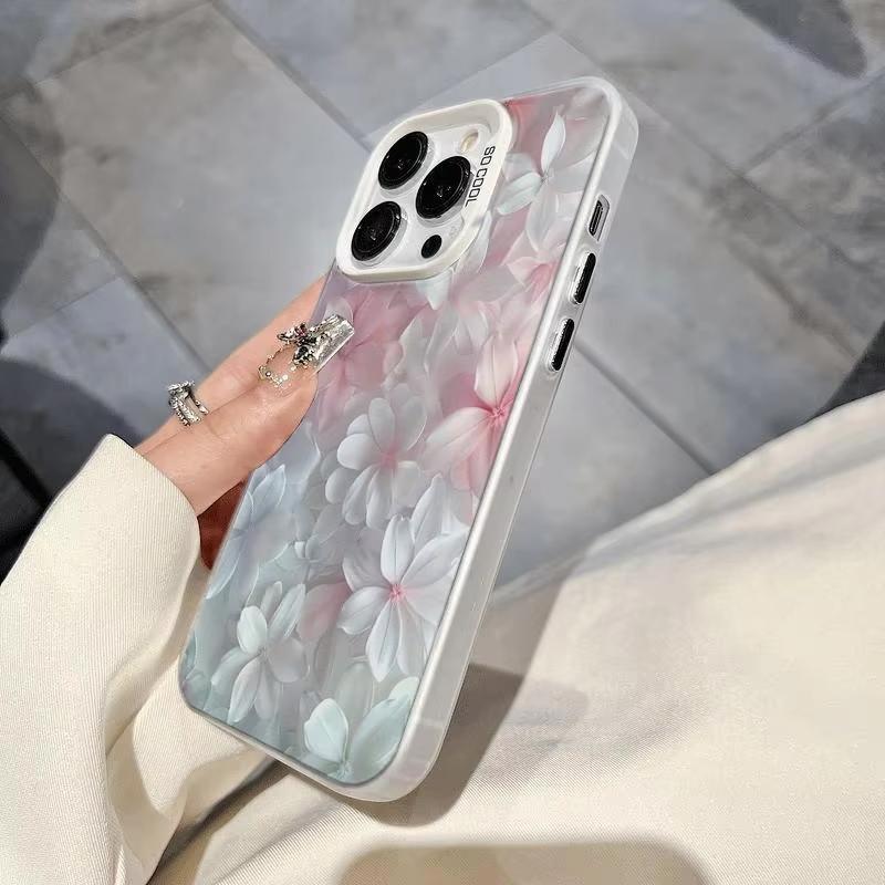 Pink Floral Phone Case For iPhone 17 16 15 14 13 12 11 Pro Max X XS XR 15 14 Plus 16E 17Air Shockproof Protective Cover
