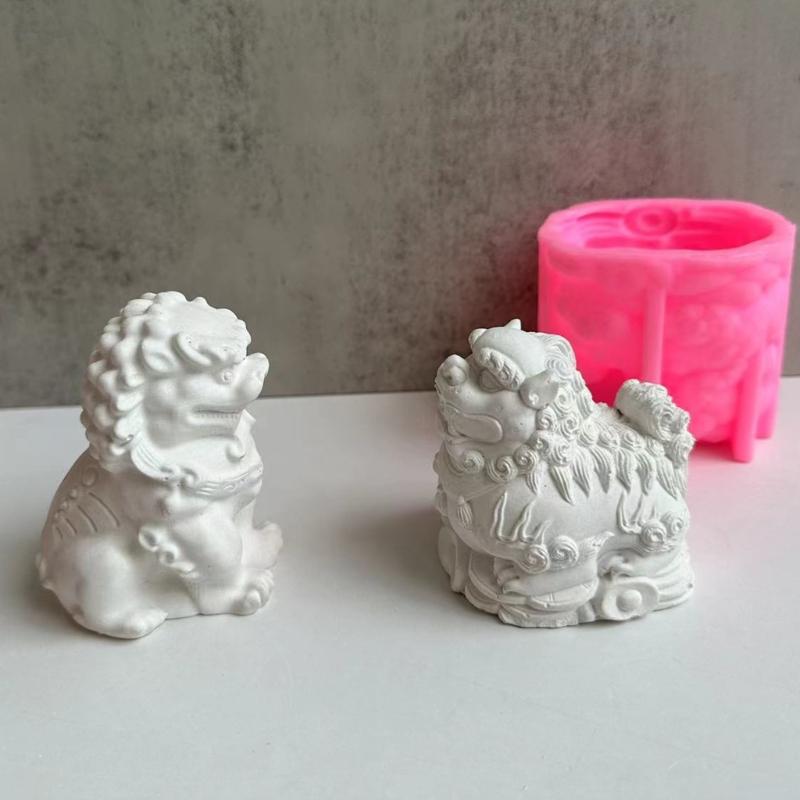 Crystal Epoxy Resin Mold 3D Lion Silicone Candle Mold Plaster Resin Mold Aromatherapy Candle Making Tool Home Decoration