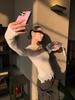 9-Hour Pure Desire Lace Patchwork Women's T-Shirt, Spring 2026 Jacquard Long-Sleeve Inner Top C3087