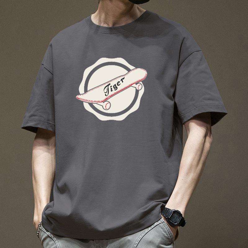 

Summer Heavyweight Pure Cotton Short Sleeved T-shirt Men s Loose and Versatile Simple BF Style Casual Hong Kong Style Couple s Top 3XL