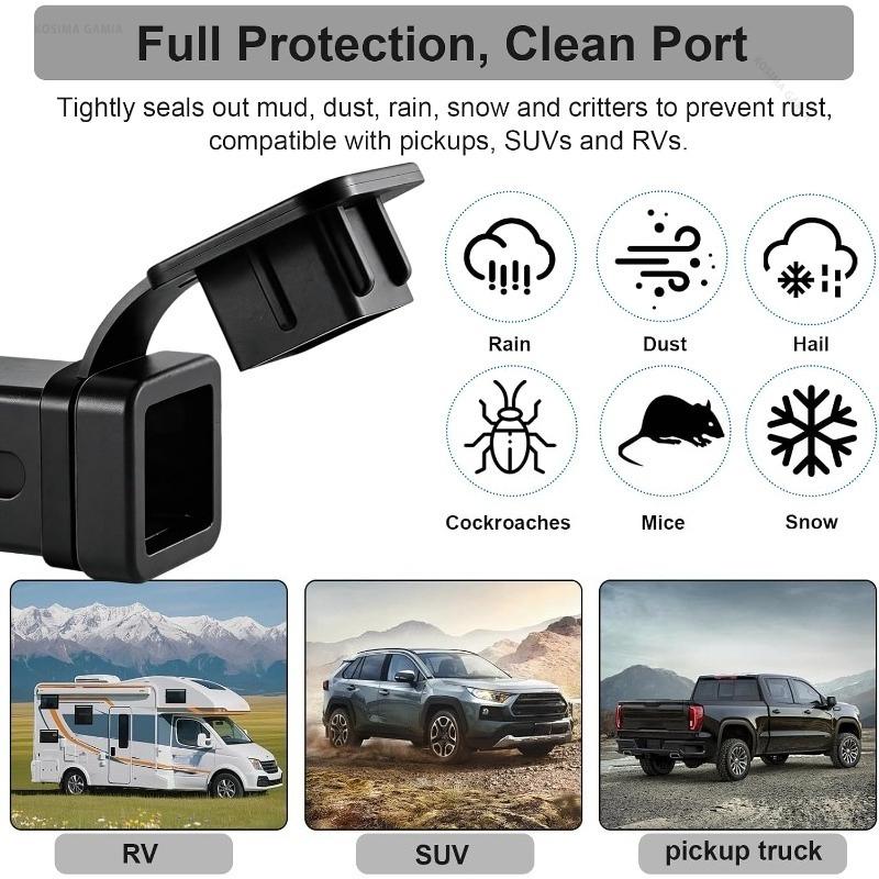 Xiaomi Universal 2 Inch Trailer Hitch Cover Receiver Square Plug Cap Anti-Lost Lock Dust Proof for Pickup Truck SUV Towing Accessories