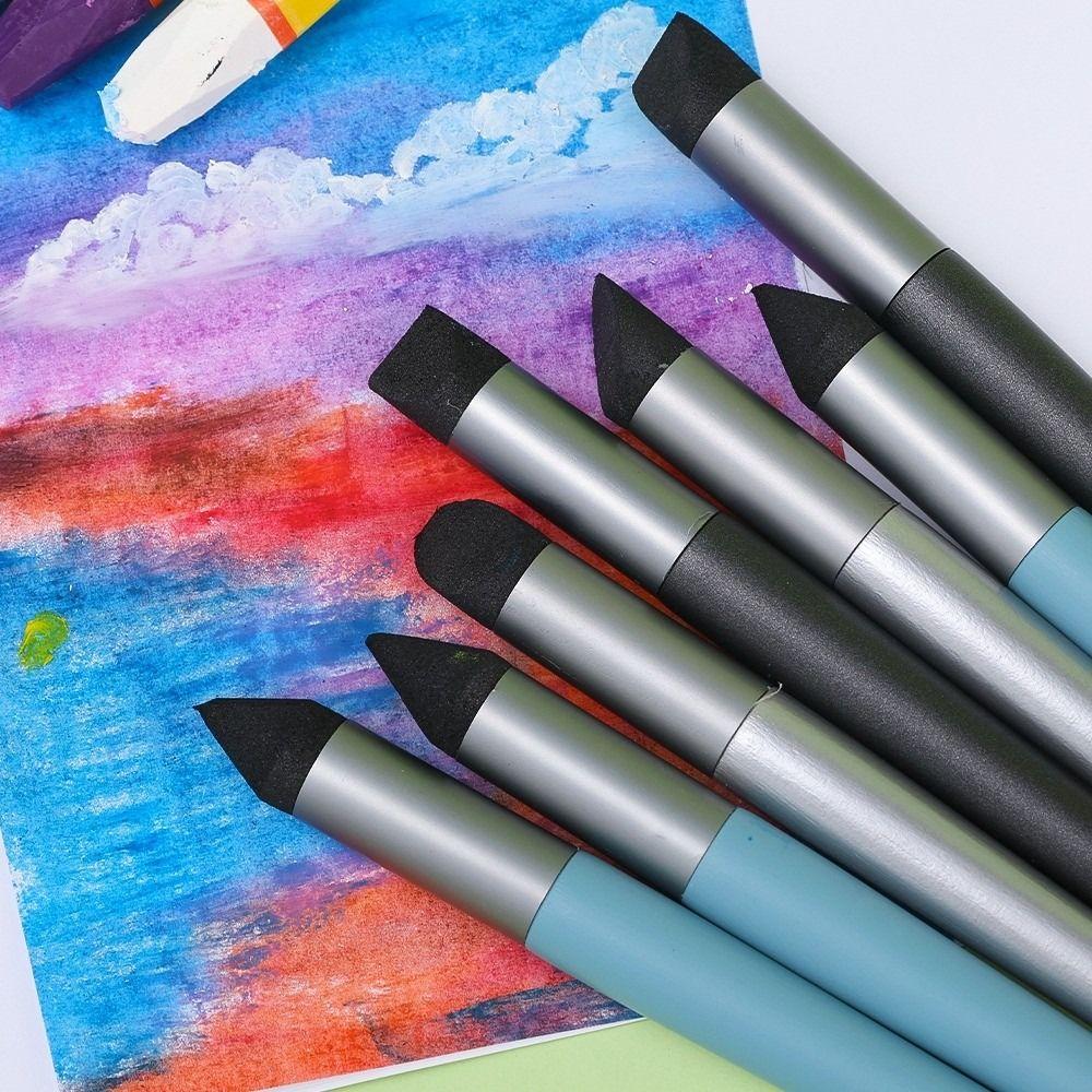 3Pcs Soft Sponge Head Oil Pastel Blending Pen Reusable Washable Paintbrushes Lightweight Wipe Coloring Brush