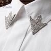 Women Collar Clip 1 Pair Vintage Shirt Clip, Hollow-Out Decoration Alloy Suit Triangle Brooch Pin for Men Metal