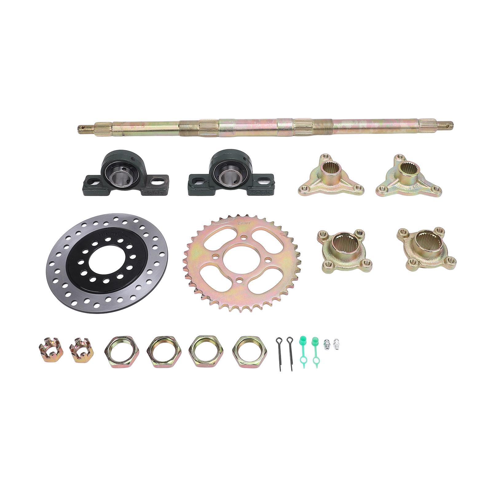 Igeteck Unisex Go Kart Rear Axle Kit 24 Inch Heavy Duty Sprocket Brake Disc Base Rear Axle Assembly Set For 50 To 150Cc Diy Rebuilt