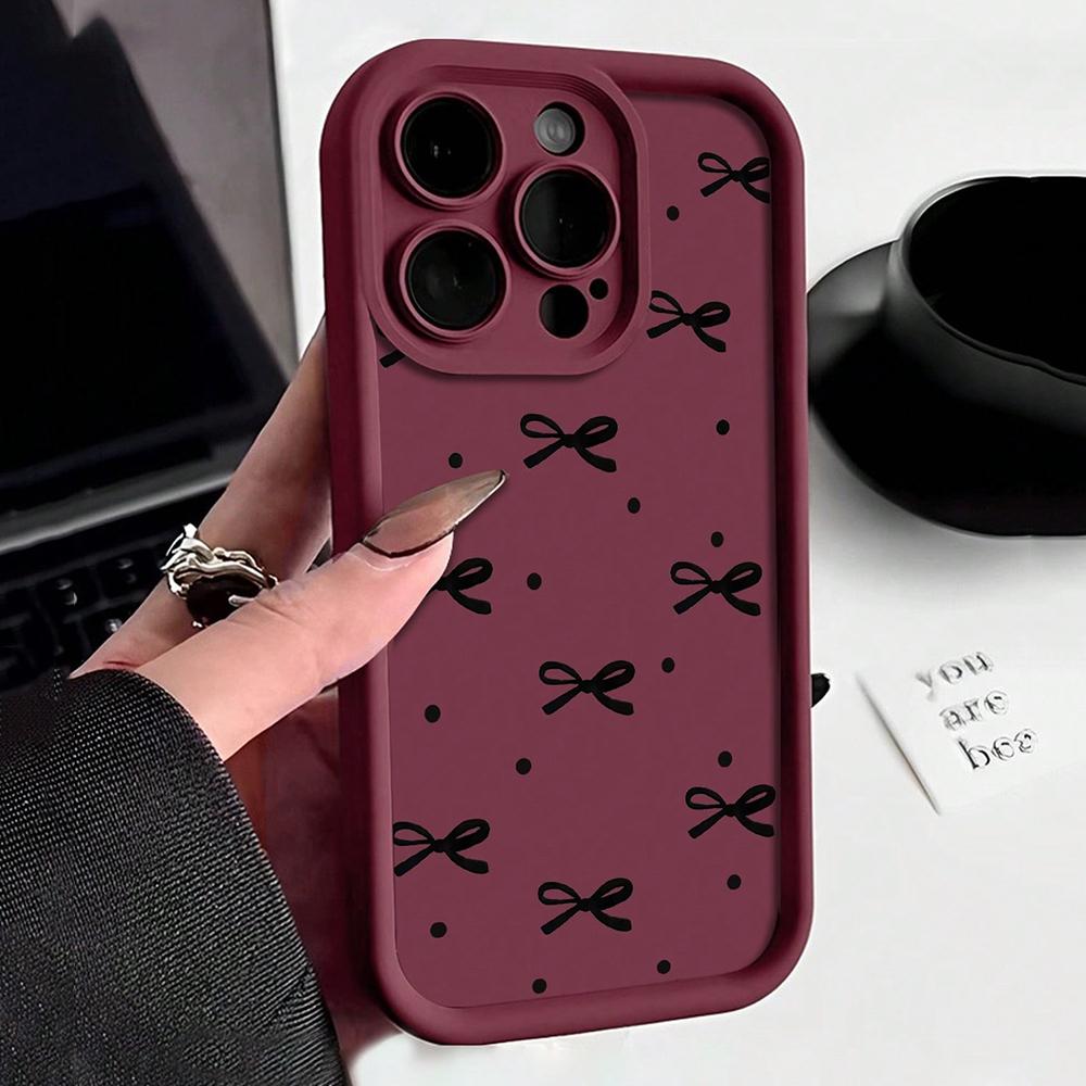 

INS Style Polka Dot Black Bow Design Shockproof Phone Case For iPhone 17 Pro Max Air 16 15 14 13 12 11 XS X XR 7 8 Plus 17 Cover iPhone SE (2020)