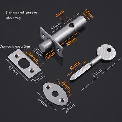 Fire Door Stainless Steel Hidden Tubewell Key Mortise Lock With Long Core