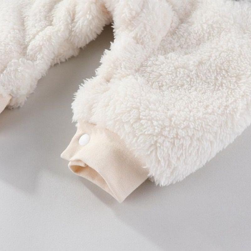 Fleece Romper Baby Long Sleeve Jumpsuit Autumn Baby Boys Girls Rompers Hooded Warm Cloth