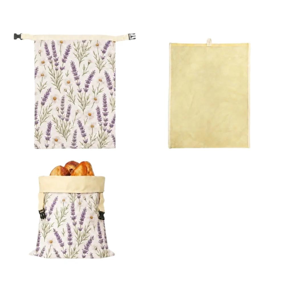 Reusable Beeswax Bread Bags Beeswax Coated Large Capacity Sourdough Bread Bags Freshness Preservation Lock Closure