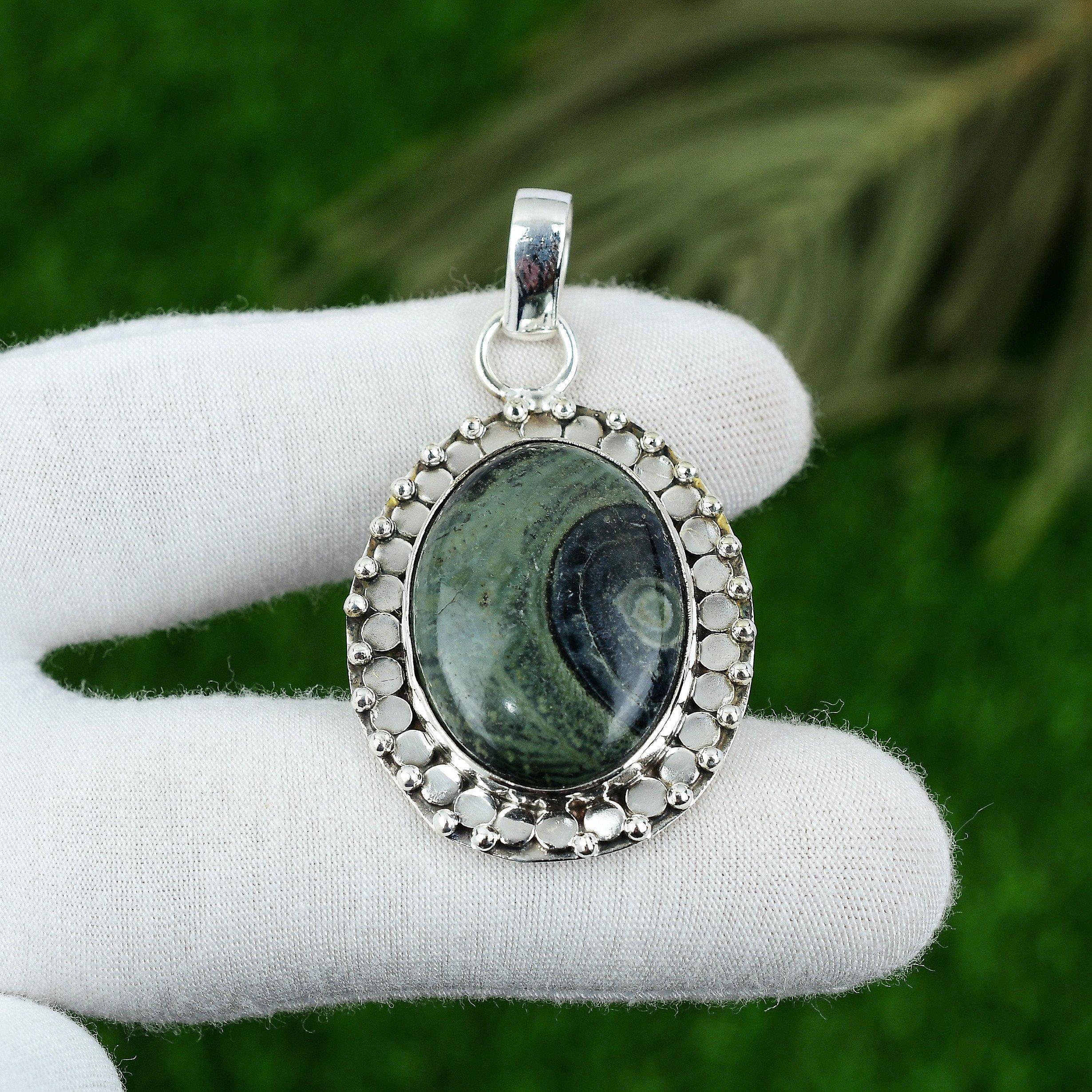 

Natural Kambaba Jasper Gemstone Pendant 925 Sterling Silver Jewelry For Women